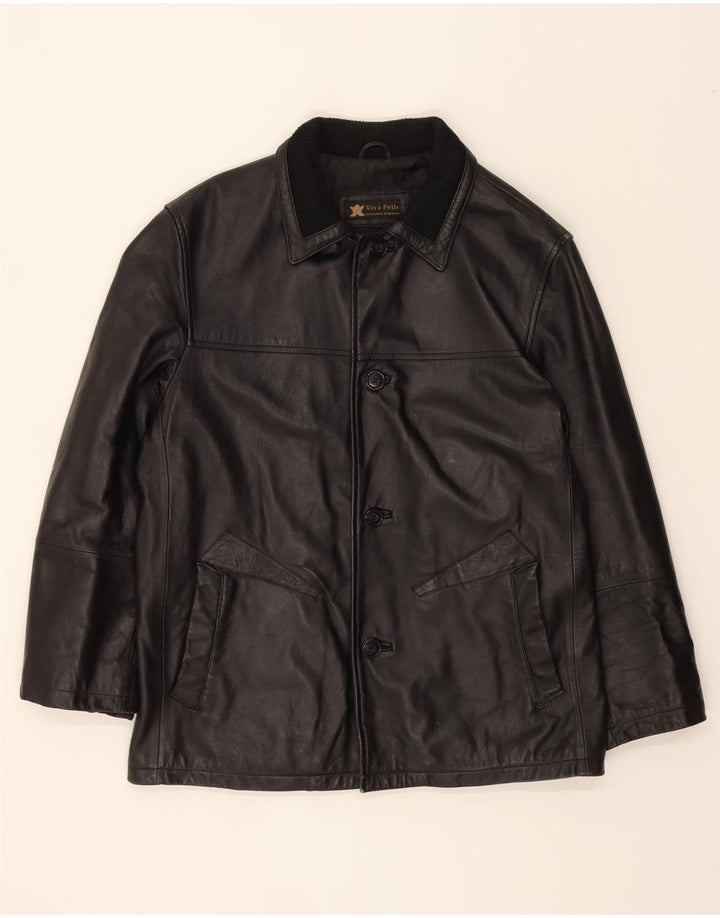 VINTAGE Mens Leather Jacket UK 38 Medium Black Leather Vintage Vintage and Second-Hand Vintage from Messina Hembry 