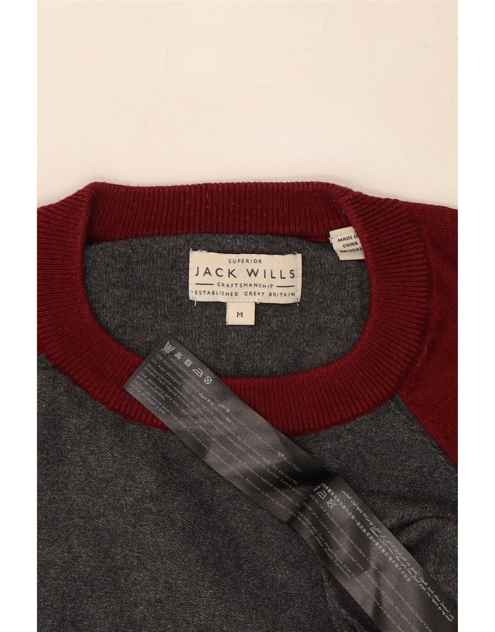 Jack Wills Ανδρικό πουλόβερ με λαιμόκοψη μεσαίου γκρι βαμβακερό