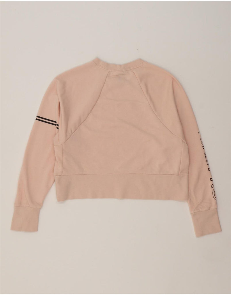 NIKE Womens Oversized Crop Graphic Sweatshirt Jumper UK 10 Small Beige Vintage Nike and Second-Hand Nike from Messina Hembry 