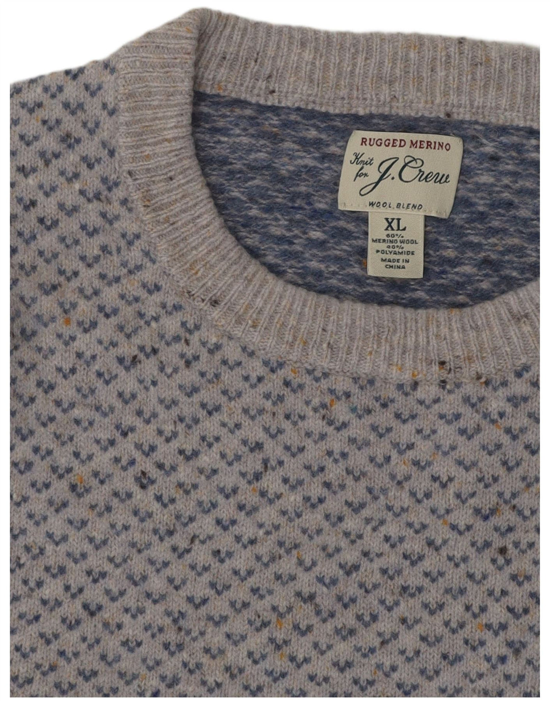 J. CREW Γυναικείο πουλόβερ με λαιμό σκάφος UK 18 XL Blue Fair Isle Wool