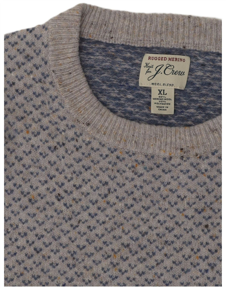 J. CREW Γυναικείο πουλόβερ με λαιμό σκάφος UK 18 XL Blue Fair Isle Wool