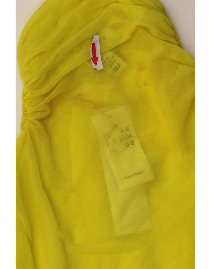 Topshop Womens One Shoulder See Through Top UK 4/6 XS Yellow Polyester