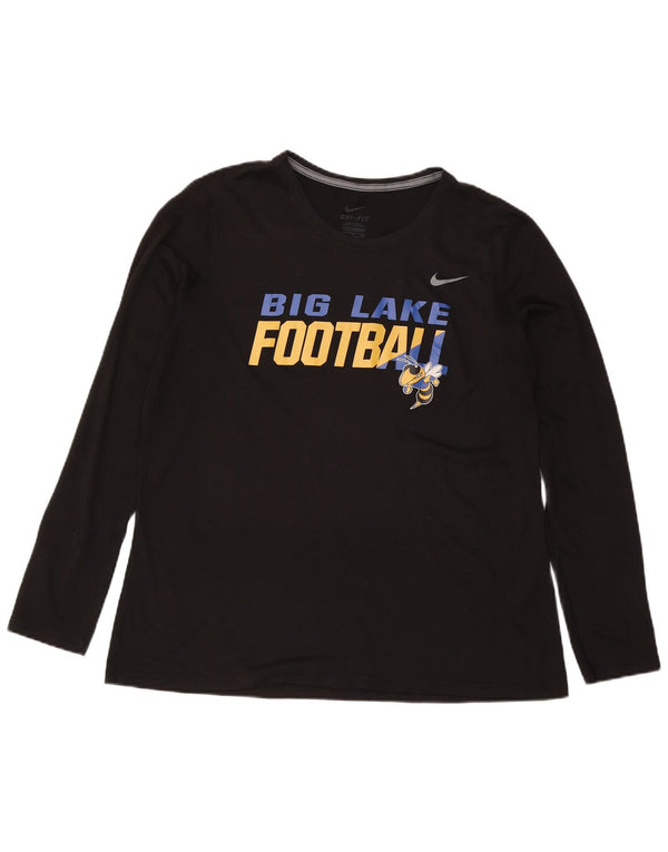 Nike Womens Dri Fit Graphic μακρυμάνικο UK 20 2XL μαύρο πολυεστέρα