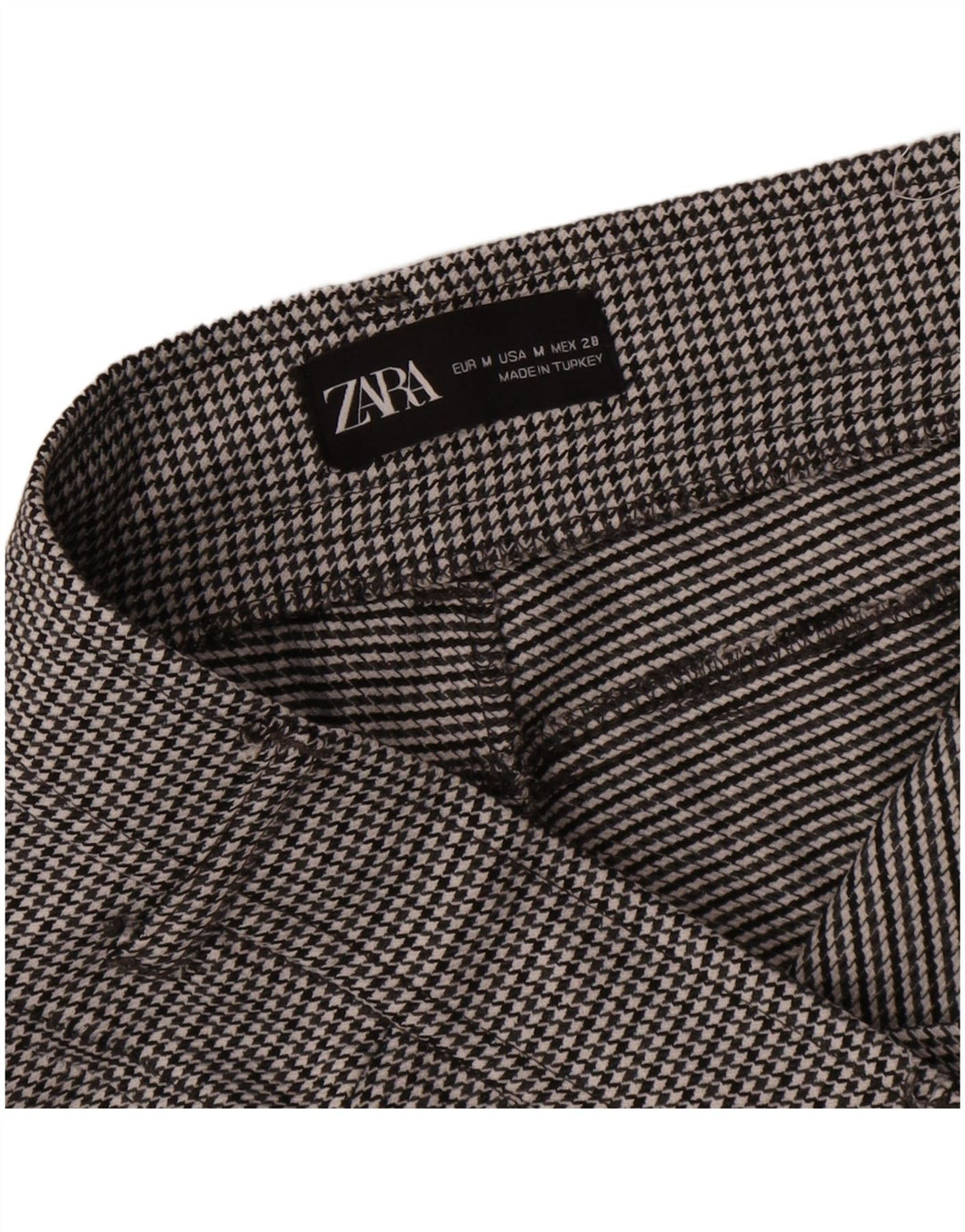 Zara Γυναικείο Slim Casual Παντελόνι Medium W28 L27 Black Houndstooth
