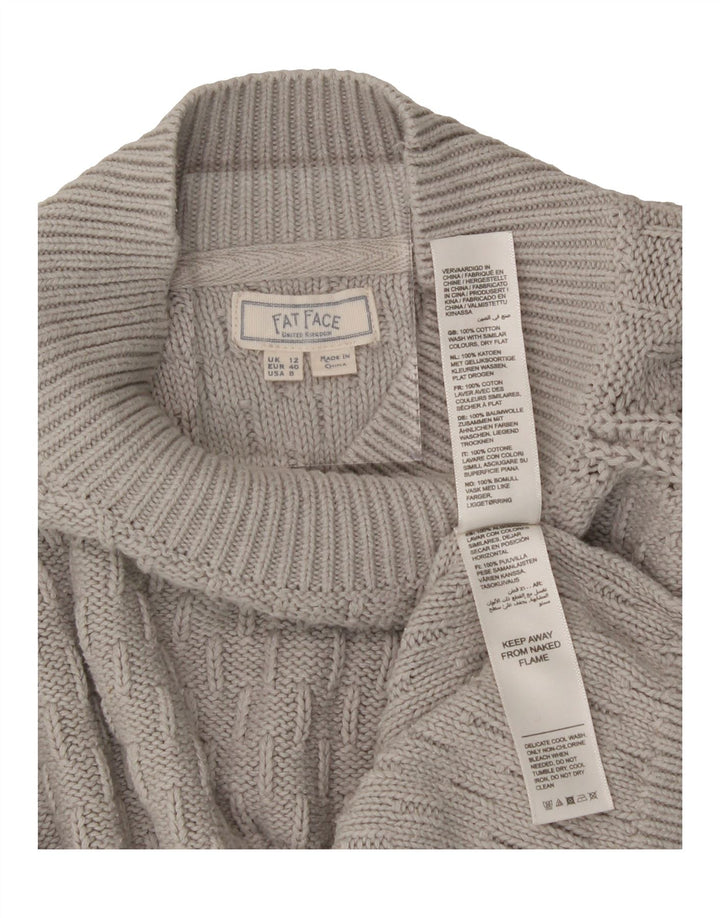FAT FACE Womens Crop Turtle Neck Jumper Sweater UK 12 Medium Grey Cotton Vintage Fat Face and Second-Hand Fat Face from Messina Hembry 