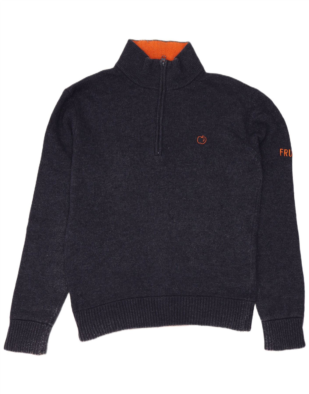 Ανδρικό πουλόβερ με λαιμόκοψη με φερμουάρ VINTAGE Μαλλί μεσαίου μπλε ναυτικού