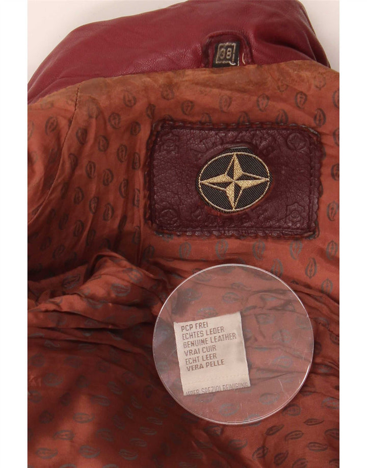 Vintage Γυναικείο Oversized Δερμάτινο Μπουφάν Biker EU 38 Medium Burgundy