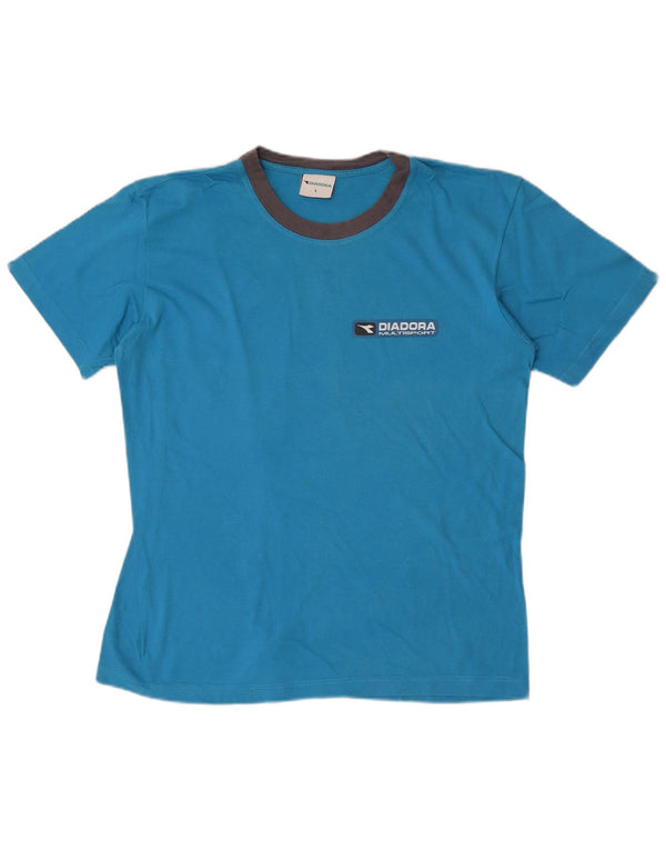 Ανδρικό T-Shirt Diadora Top Large Blue Colourblock Βαμβακερό