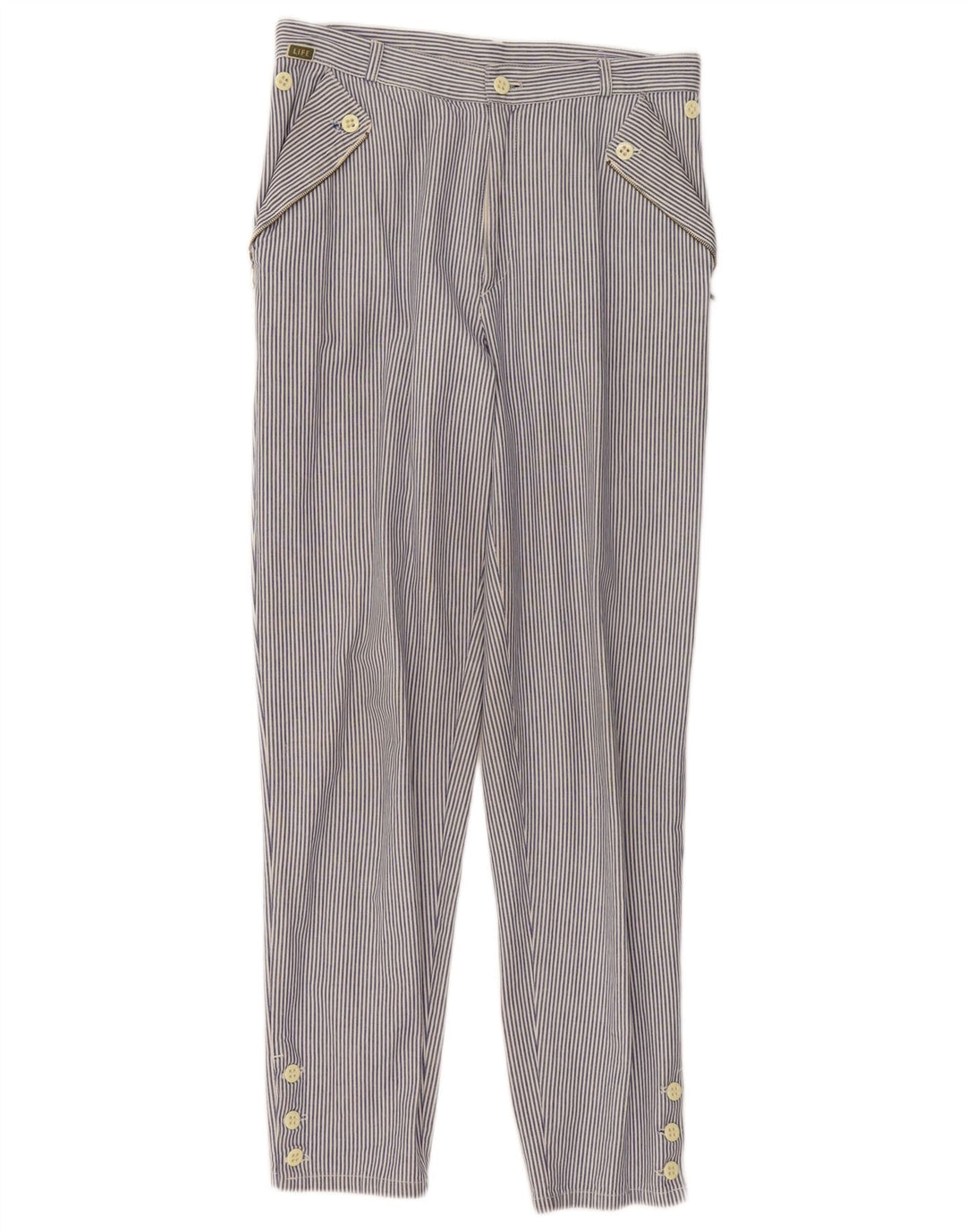 Vintage Γυναικείο Slim Casual Παντελόνι W28 L28 Blue Pinstripe