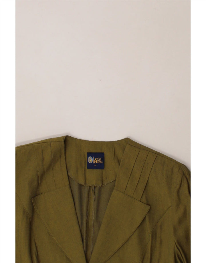 YOUR SIXTH SENSE Womens 5 Button Blazer Jacket IT 40 Small Green Linen Vintage Your Sixth Sense and Second-Hand Your Sixth Sense from Messina Hembry 