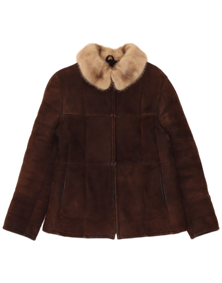 Vintage Γυναικείο Shearling Jacket UK 14 Medium Brown