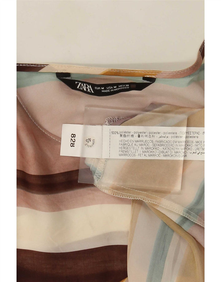 Zara Γυναικεία μακρυμάνικη μπλούζα τοπ UK 12 μεσαία πολύχρωμη ριγέ