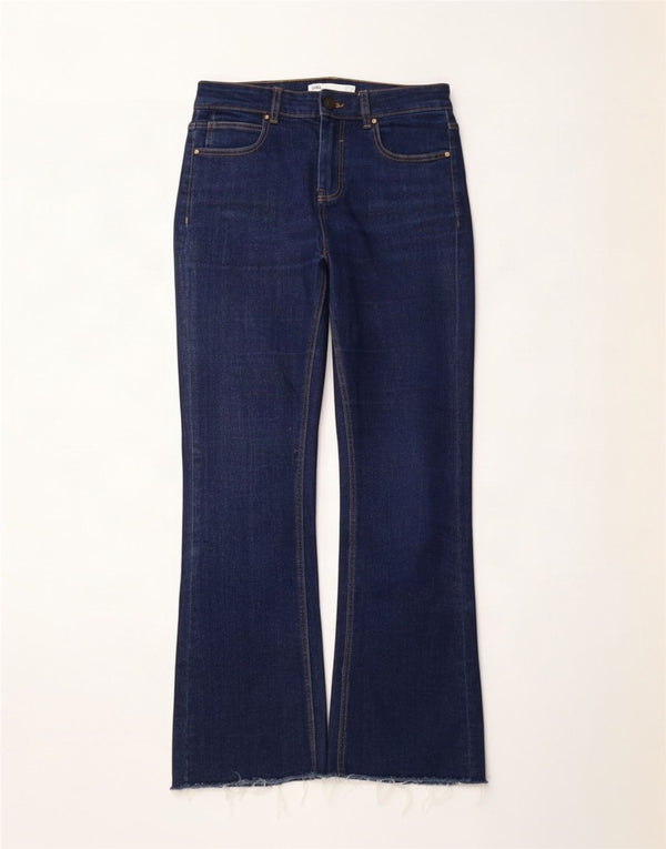 Zara Γυναικεία Crop Bootcut Jeans EU 38 Small W28 L25 Navy Blue Cotton