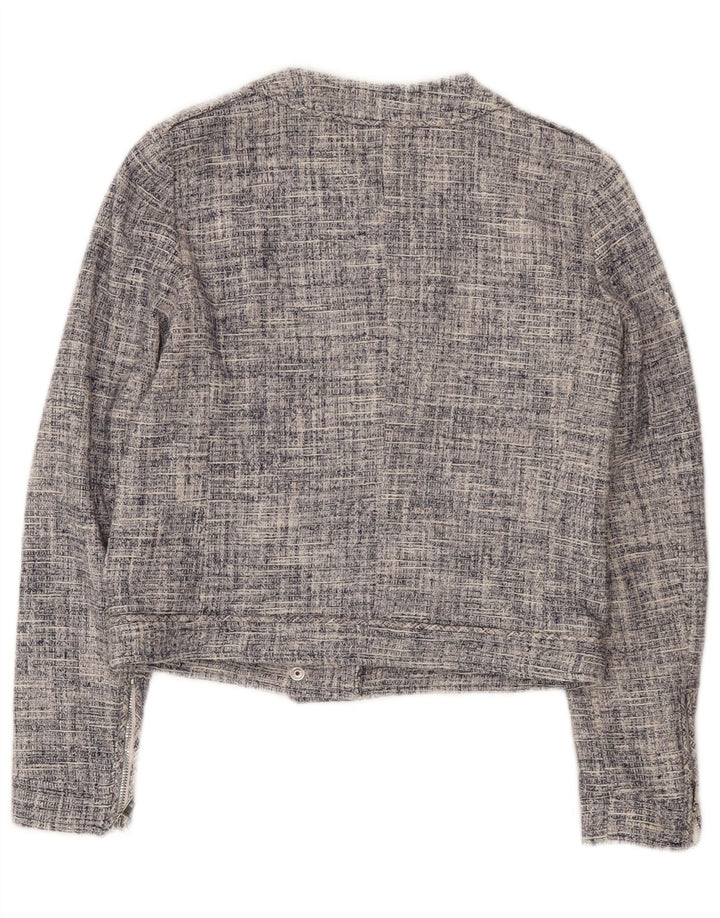 Massimo Dutti Γυναικείο μπουφάν μπλέιζερ με πλήρες φερμουάρ EU 36 XS Navy Blue Cotton