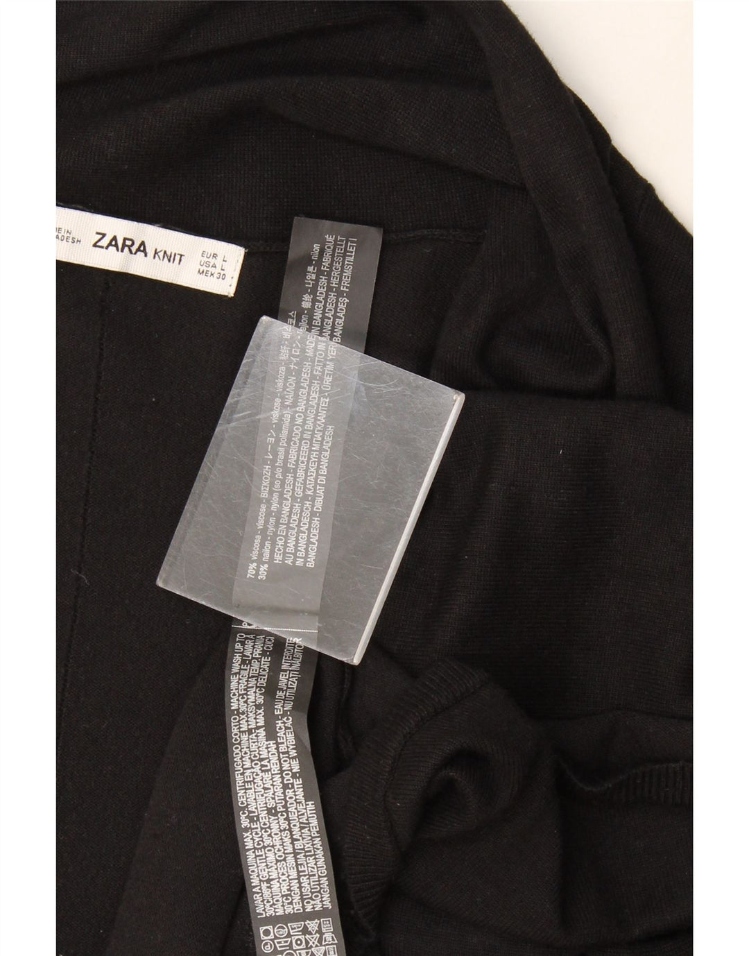 Zara Γυναικείο ανοιχτό πουλόβερ ζακέτα UK 14 μεγάλη μαύρη βισκόζη