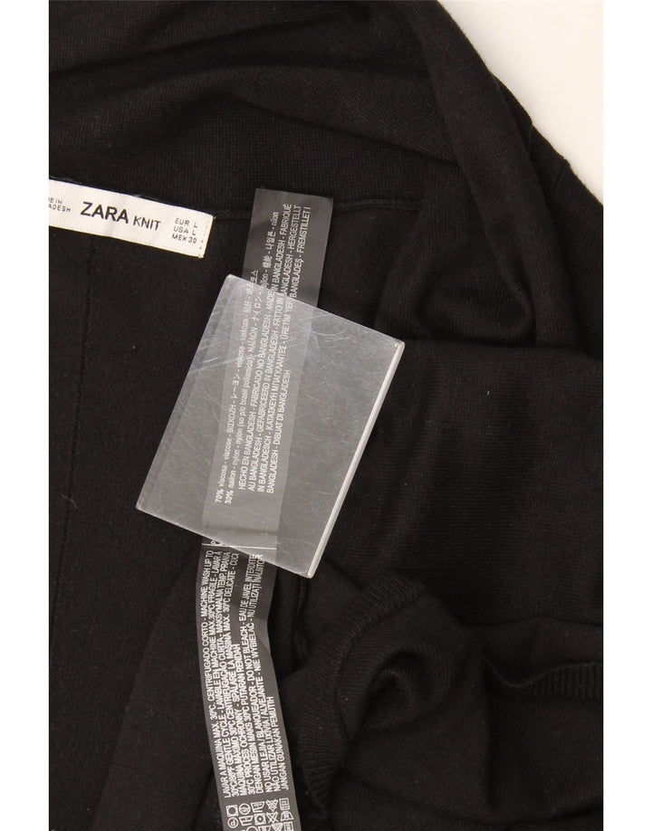 Zara Γυναικείο ανοιχτό πουλόβερ ζακέτα UK 14 μεγάλη μαύρη βισκόζη