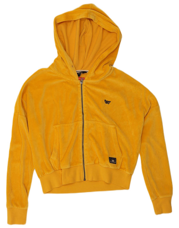 Superdry γυναικείο πουλόβερ με κουκούλα με βελούδο φερμουάρ UK 10 Small Yellow