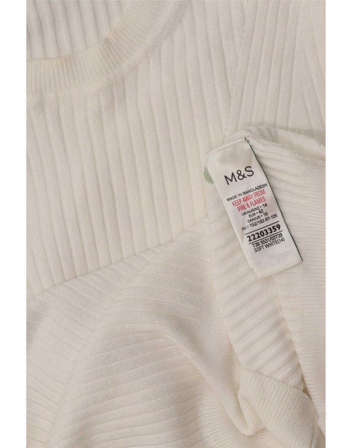Marks & Spencer Γυναικεία κοντομάνικη μπλούζα τοπ UK 14 μεσαία λευκή βισκόζη