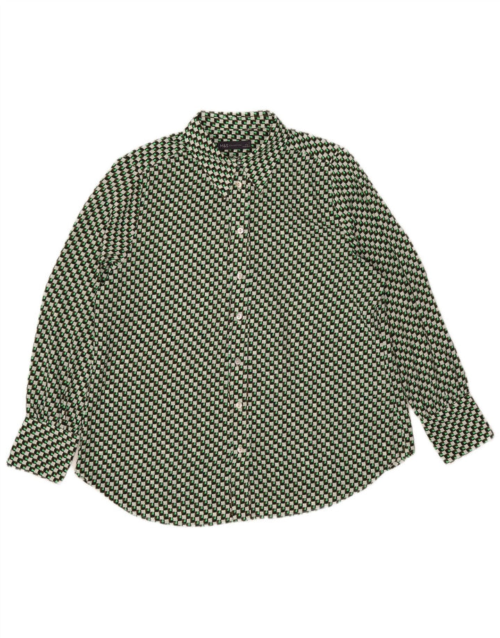Marks & Spencer Γυναικείο πουκάμισο Oversized Μπλούζα UK 14 Large Green Geometric