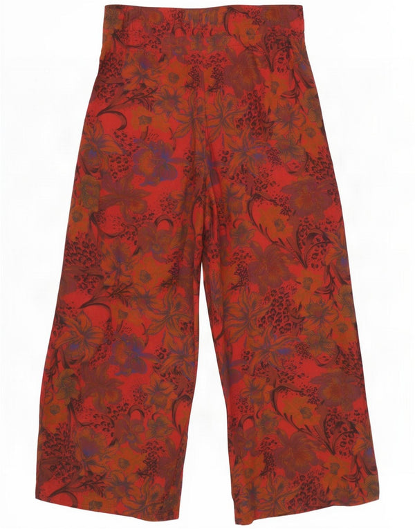 Dream Womens Wide Leg Cropped Παντελόνι EU 44 XL W36 L25 Red Floral