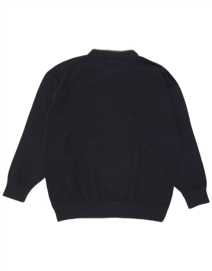 Alexander's Mens Graphic Crew Neck Jumper πουλόβερ 2XL Navy Blue Wool