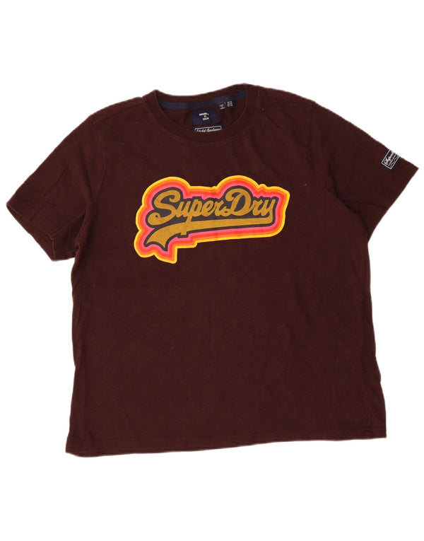 Γυναικείο γραφικό μπλουζάκι Superdry Top UK 16 Large Maroon Βαμβάκι
