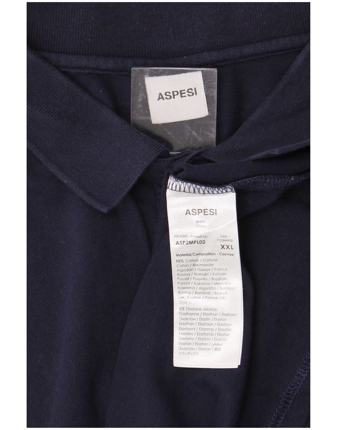 Ανδρικό μπλουζάκι πόλο ASPESI 2XL Navy Blue Cotton