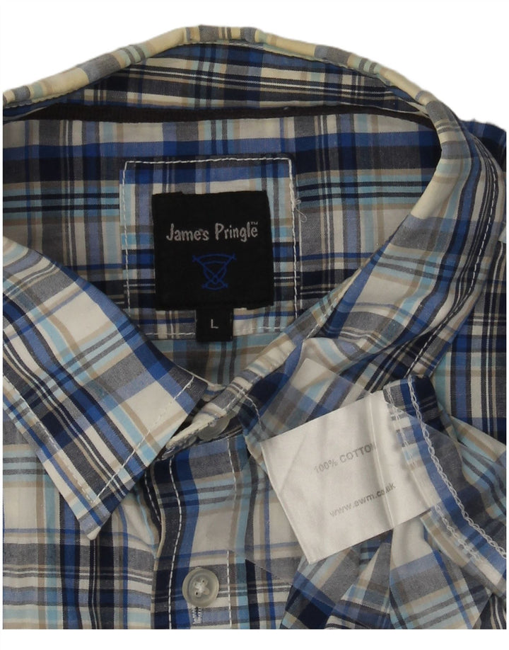 JAMES PRINGLE Ανδρικό κοντομάνικο πουκάμισο μεγάλο μπλε βαμβακερό