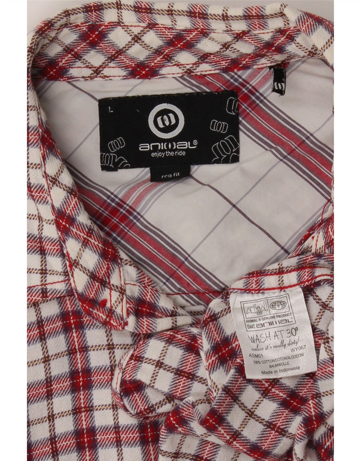 ANIMAL Mens Flannel Shirt Large Red Check Cotton
