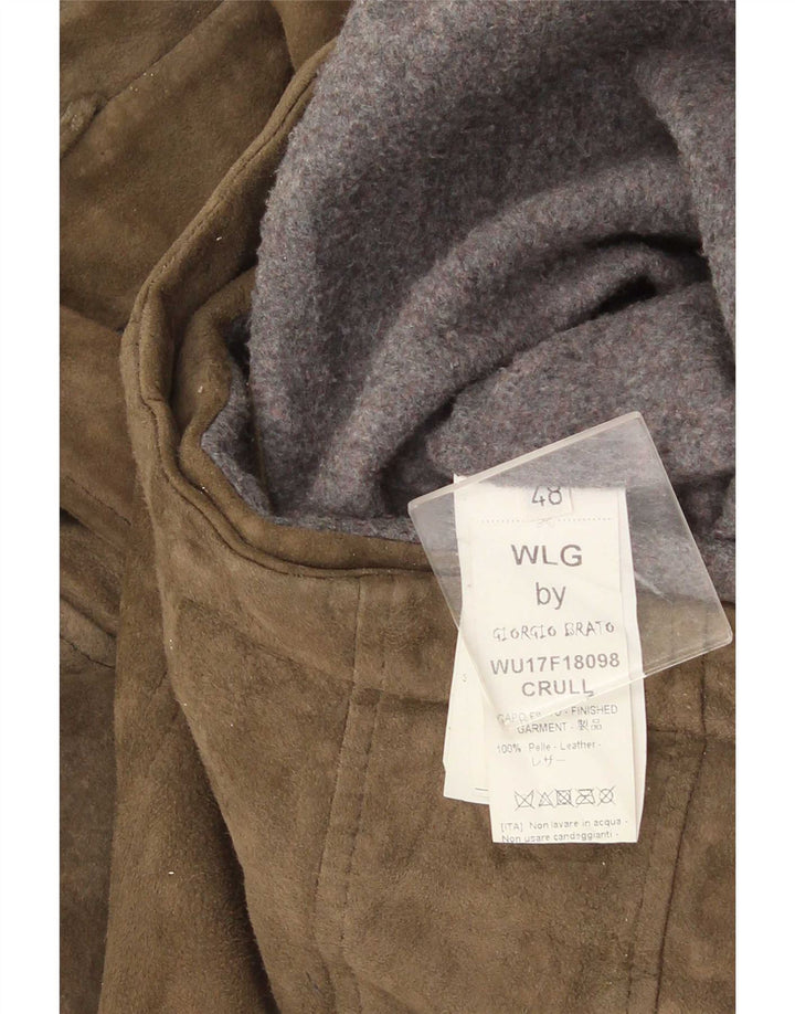 Giorgio Brato Ανδρικό Suede Biker Jacket IT 48 Medium Green Leather