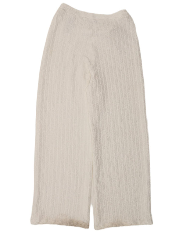 Marks & Spencer Γυναικείο φαρδύ παντελόνι casual UK 12 Medium W30 L32 White