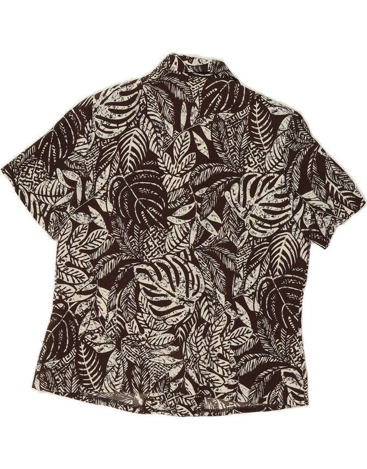 EASTEX Womens Short Sleeve Shirt UK 12 Medium  Brown Floral Polyester Vintage Eastex and Second-Hand Eastex from Messina Hembry 