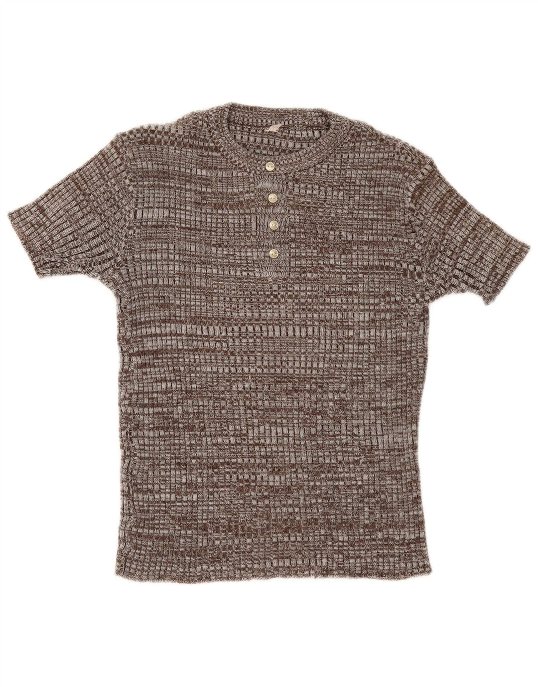 Vintage γυναικείο T-Shirt Top UK 12 Medium Brown Flecked
