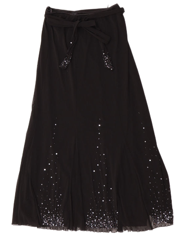 Per Una γυναικεία κανονική Maxi φούστα UK 12 Medium W28 Black Polyamide