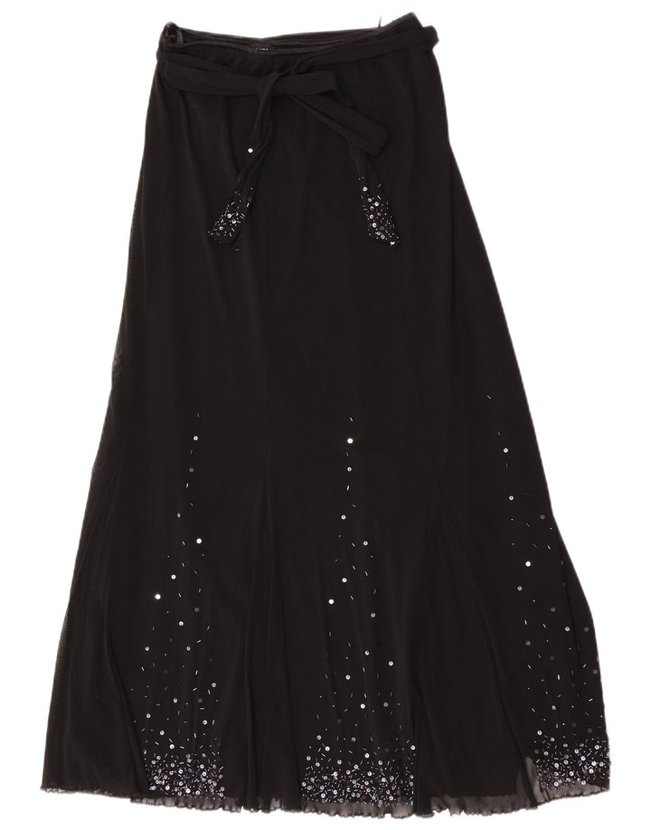 Per Una γυναικεία κανονική Maxi φούστα UK 12 Medium W28 Black Polyamide
