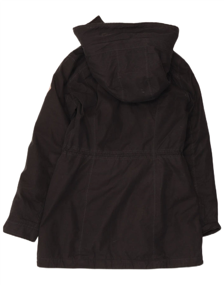 HOLLISTER Γυναικείο μπουφάν Parka με κουκούλα UK 14 Medium Μαύρο Πολυεστέρας