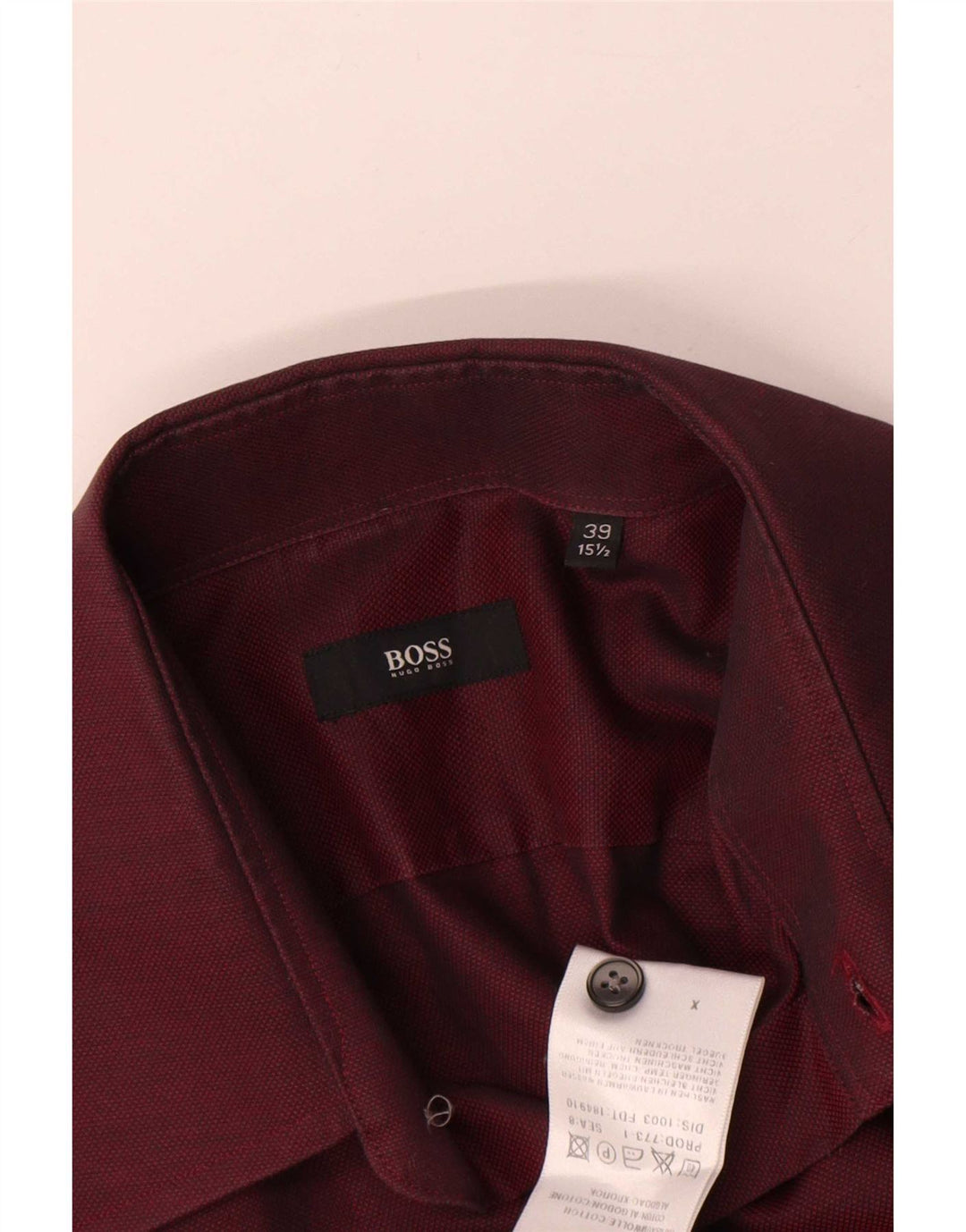 Ανδρικό πουκάμισο Hugo Boss 39 15 1/2 μεσαίο βαμβακερό μπορντό