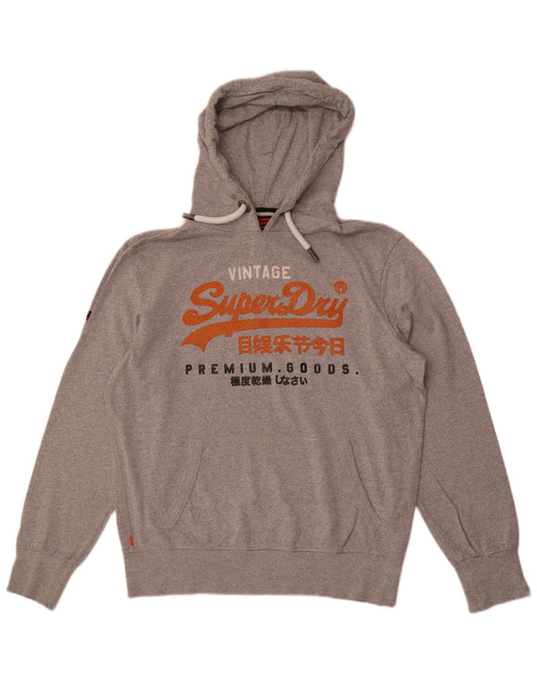 Superdry Γυναικείο Γραφικό Hoodie Jumper UK 20 2XL Γκρι βαμβακερό