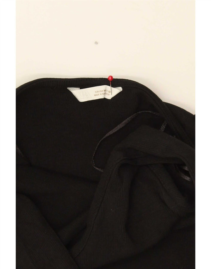 Zara Womens Crop Halter Top UK 12 Medium Black Cotton