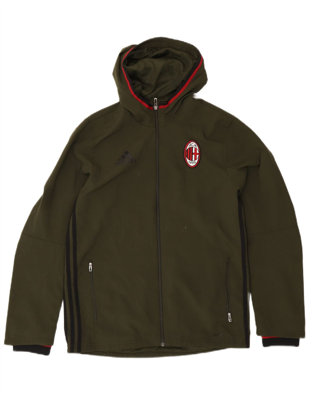 ADIDAS Boys Climacool Hooded Rain Jacket 15-16 Years Green Polyester