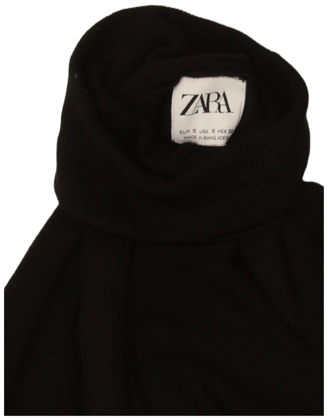 Zara Γυναικείο πουλόβερ με ρολό λαιμόκοψη UK 10 Small μαύρο