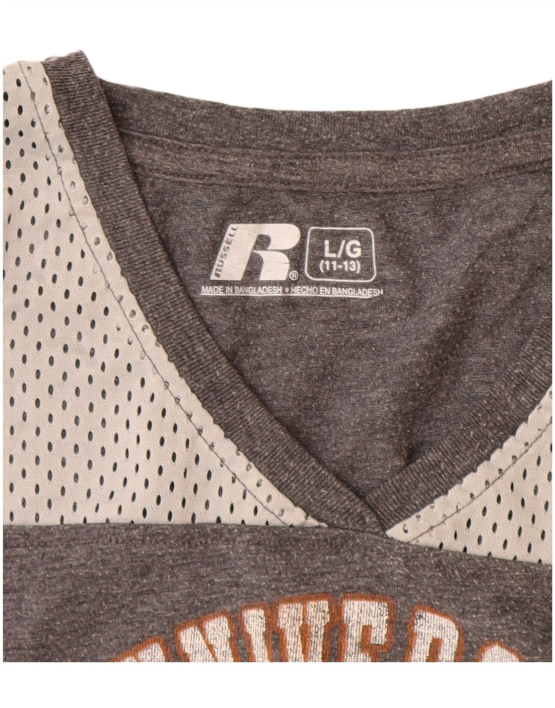 Russell Athletic Girls Graphic T-shirt Top 11-12 Years Large Grey Polyester