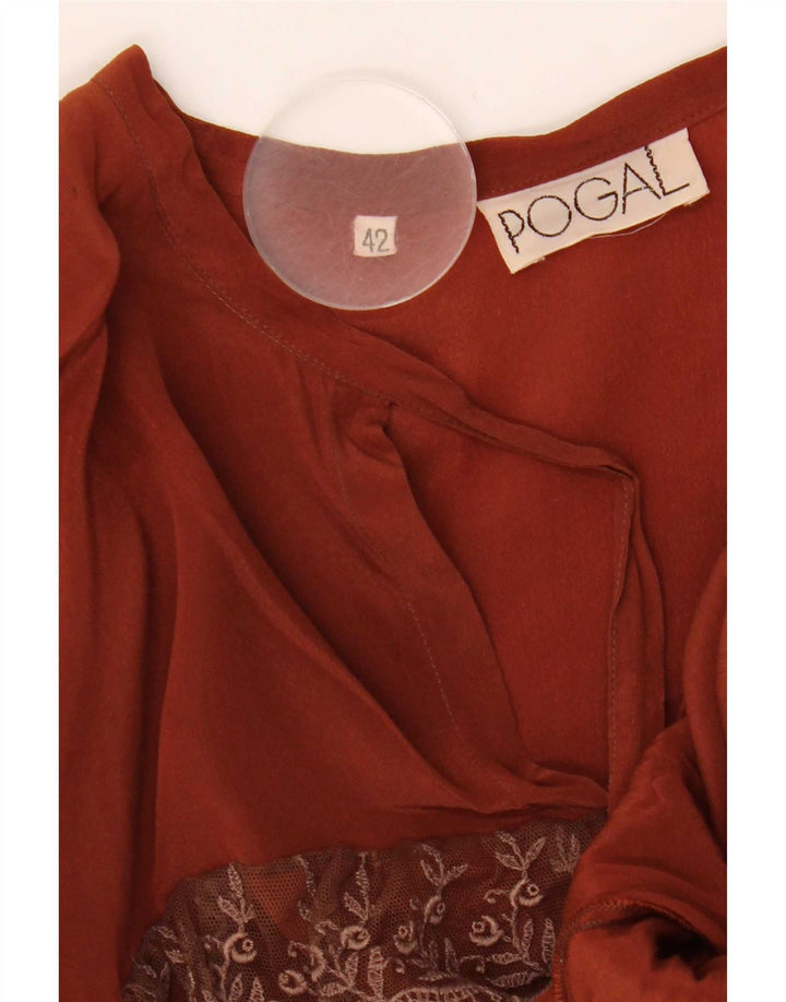 Vintage Γυναικεία See Through Μακρυμάνικη Μπλούζα IT 42 Μεσαίο καφέ Floral