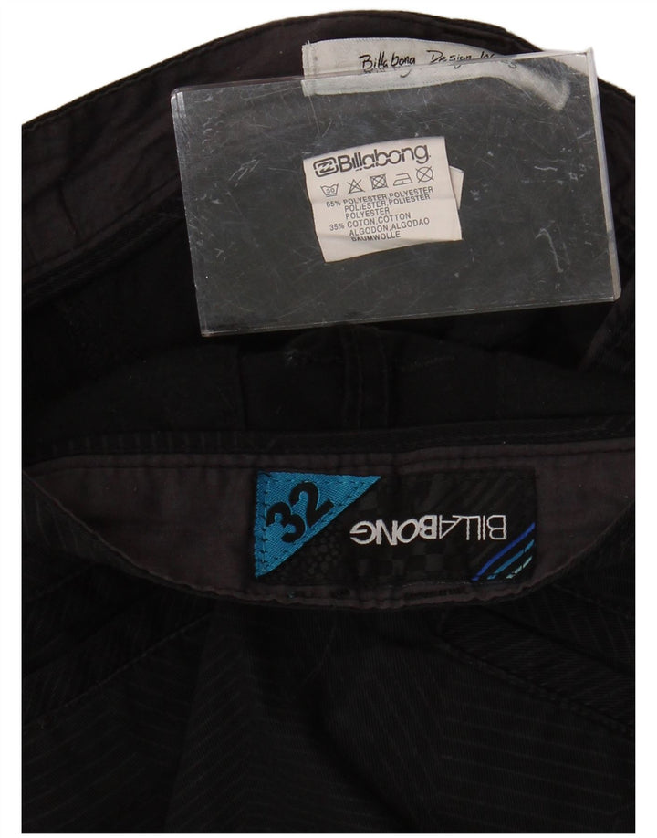 BILLABONG Mens Chino Shorts W32 Medium Black Pinstripe Polyester