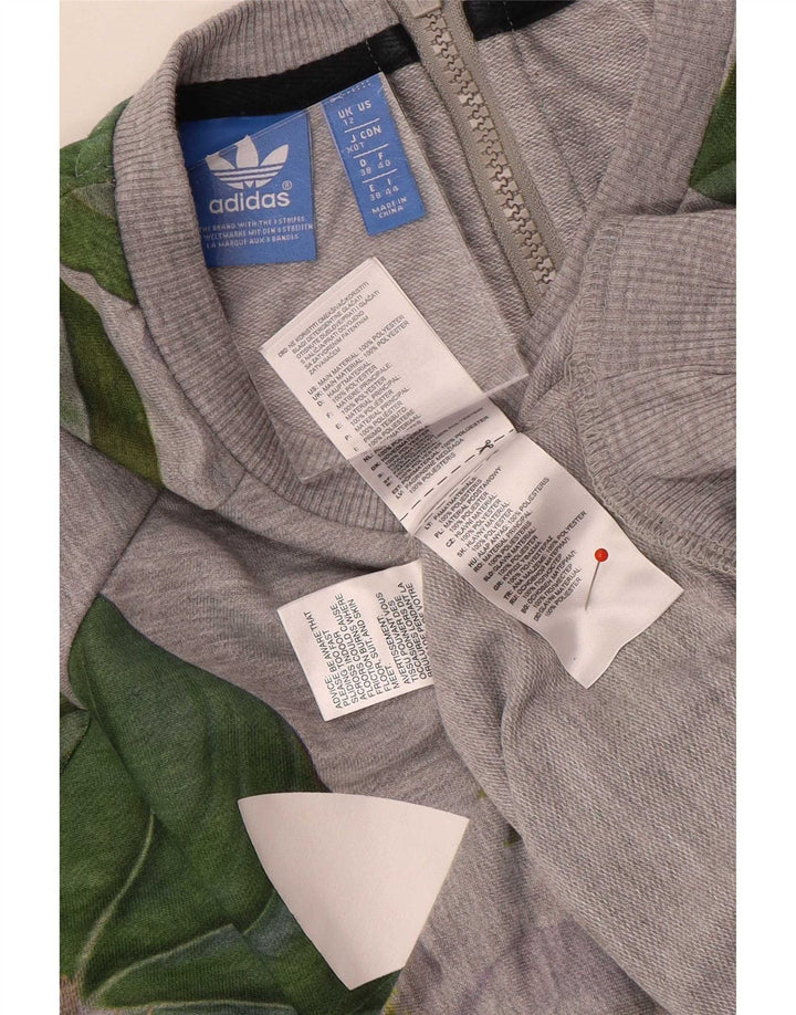 Γυναικείο γραφικό υπερμεγέθη φούτερ Adidas UK 12 Medium Grey Floral