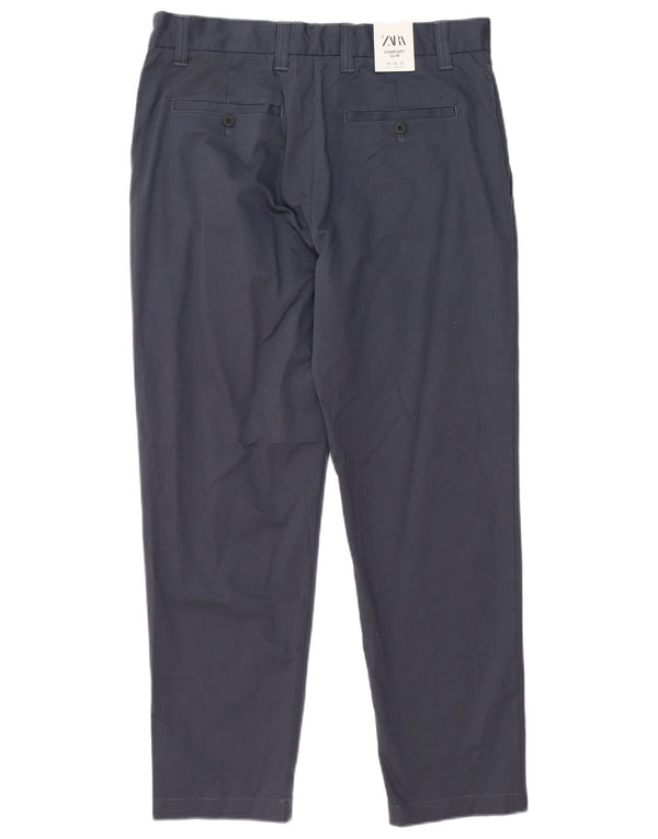 Zara Ανδρικό Comfort Fit Slim παντελόνι Chino EU 42 Large W32 L28 Navy Blue