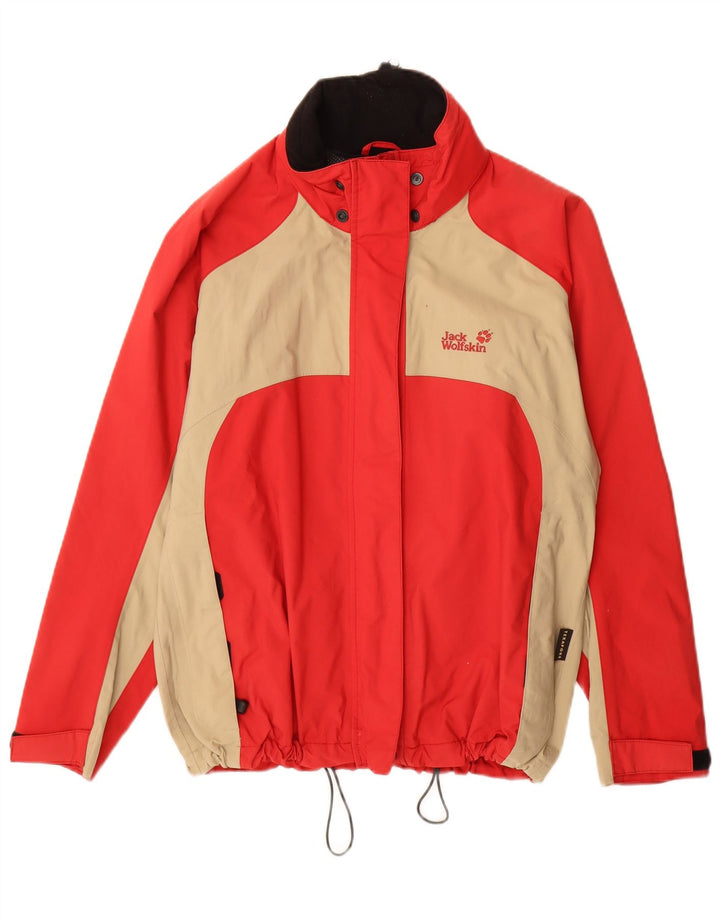 Jack Wolfskin Γυναικείο μπουφάν βροχής με χαλαρή εφαρμογή UK 12 Medium Red Colourblock