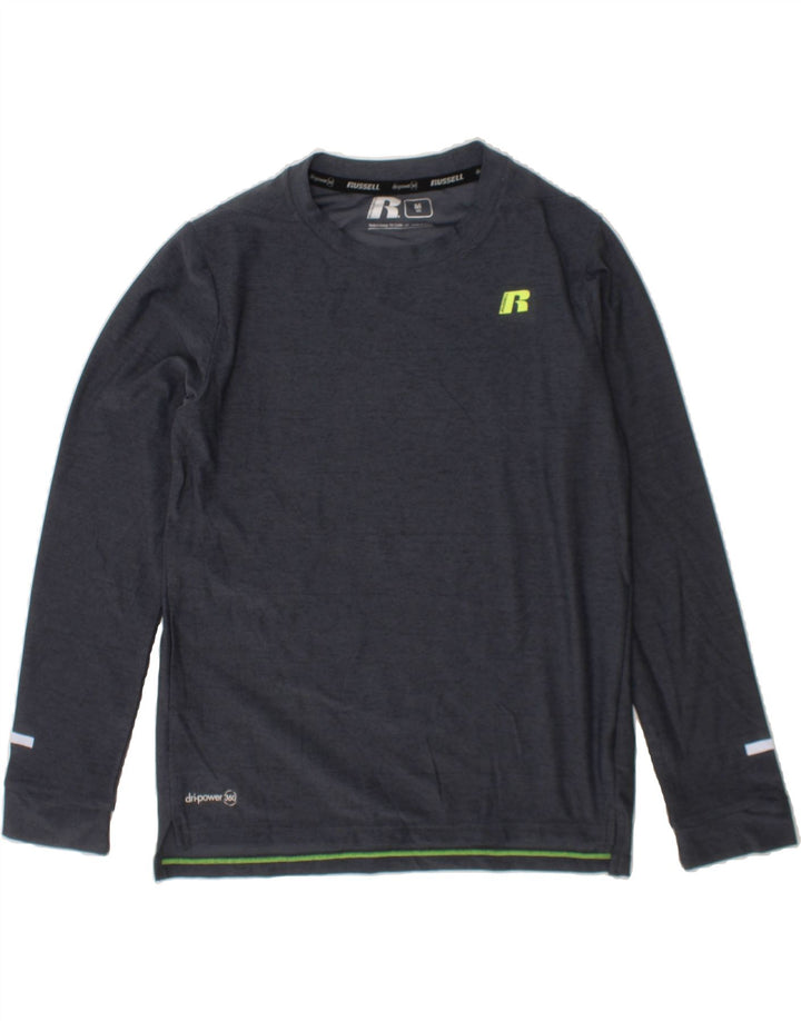 RUSSELL ATHLETIC Boys Dri-Power Top Long Sleeve 7-8 Years Medium  Blue Vintage Russell Athletic and Second-Hand Russell Athletic from Messina Hembry 