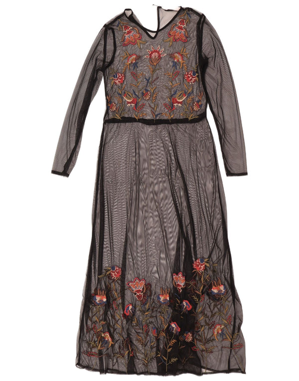 Zara Γυναικείο μακρυμάνικο φόρεμα Trafaluc UK 10 Small Black Floral