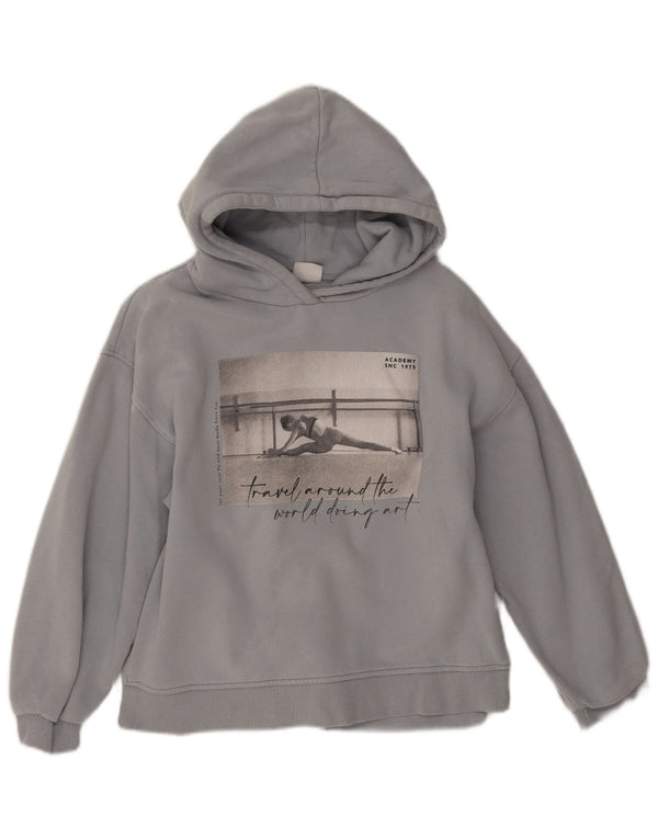 Zara Girls Graphic Hoodie Jumper 13-14 Years Blue Cotton